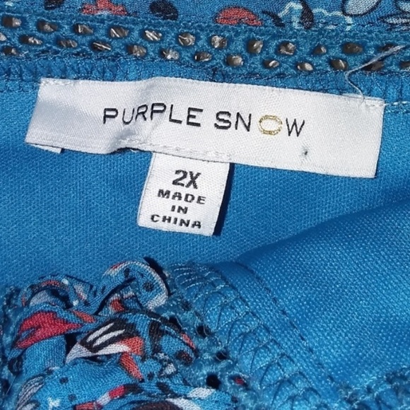 Purple Snow midi off shoulder dress size 2X southwestern Aztec print fit flare - Picture 7 of 12